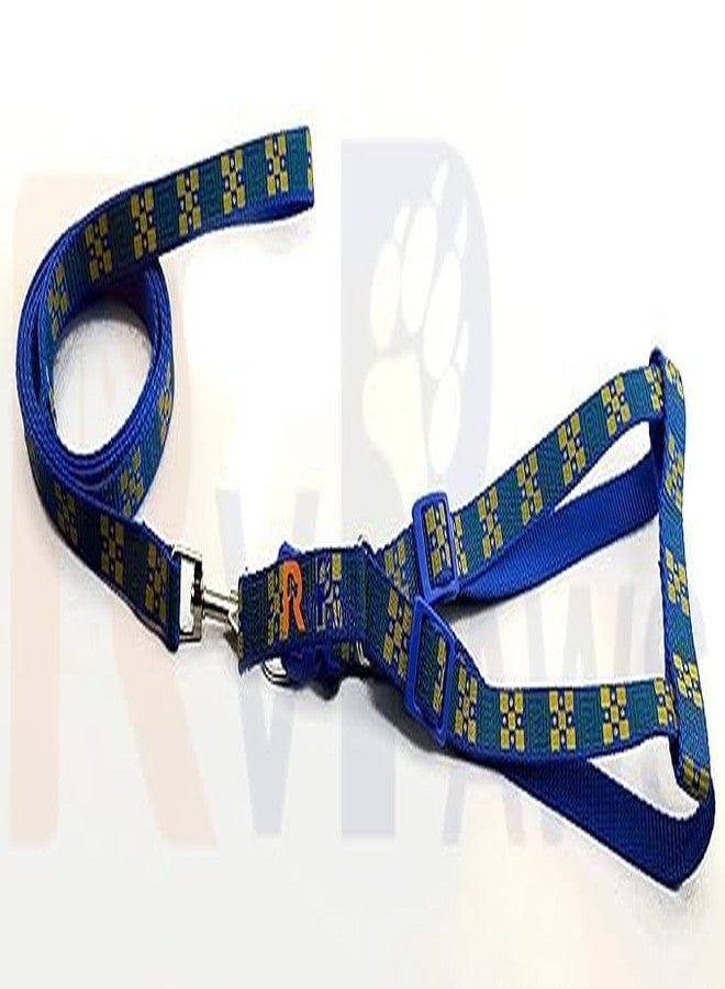 Pups&Pets Nylon 15MM Pet Adjustable Soft Nylon Dog Printed Harness and Leash Set Suitable for Puppies, Cats and Kitten Outdoor Walking - Small (Blue) - Image 5